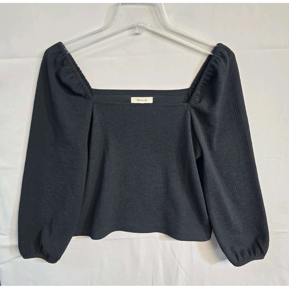 NWT Madewell Crepe Square-Neck Puff-Sleeve Top Small
